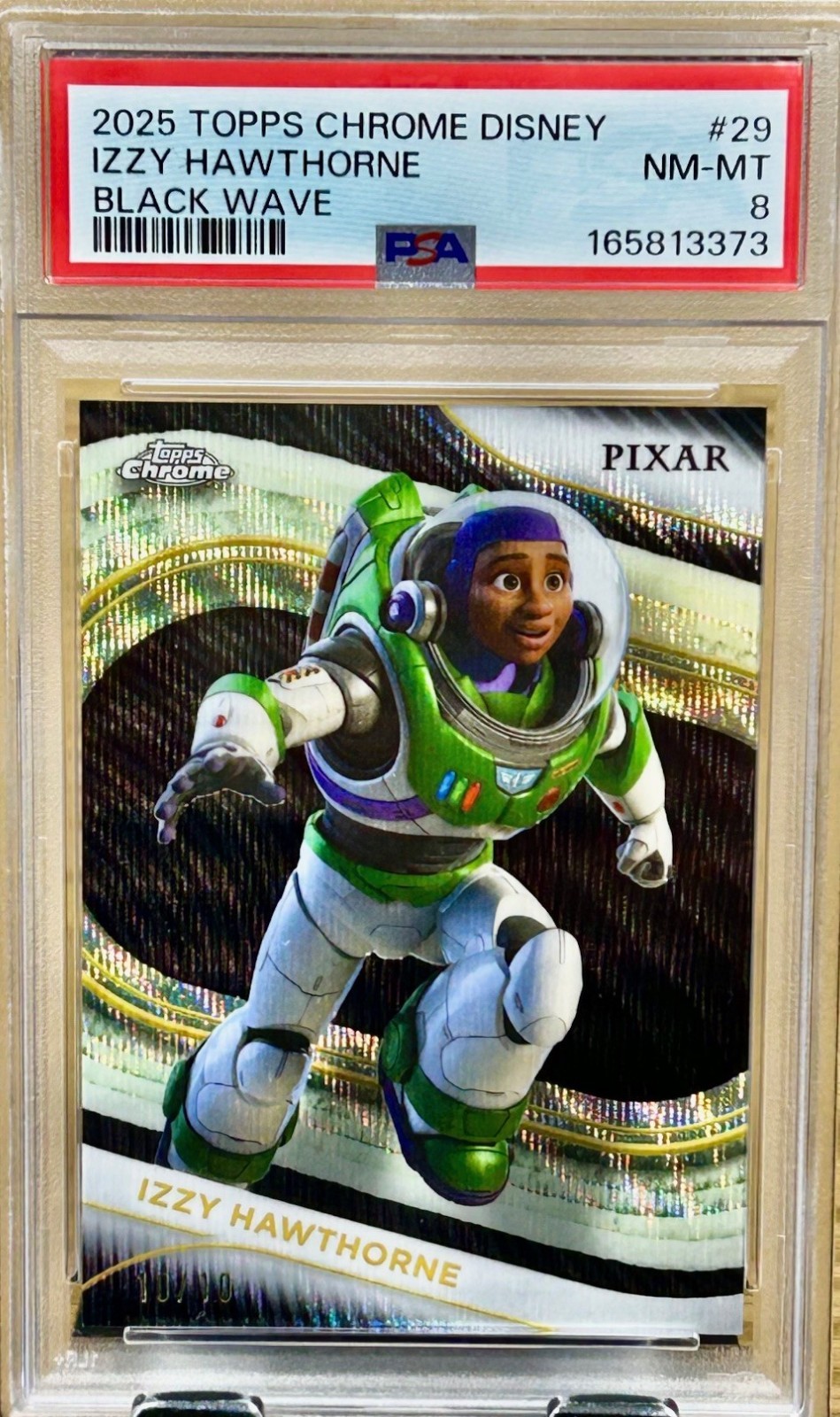 2025 Topps Chrome Disney Izzy Hawthorne Black Wave 10/10 Omega PSA 8 2025 Topps Chrome Disney Izzy Hawthorne Black Wave 10/10 Omega PSA 8
