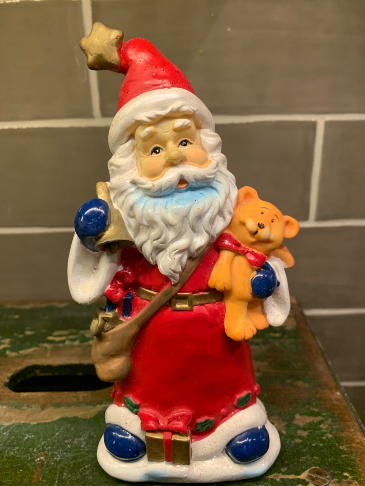 vtg chalkware 1980\'s Chris holiday santa claus figurine statue