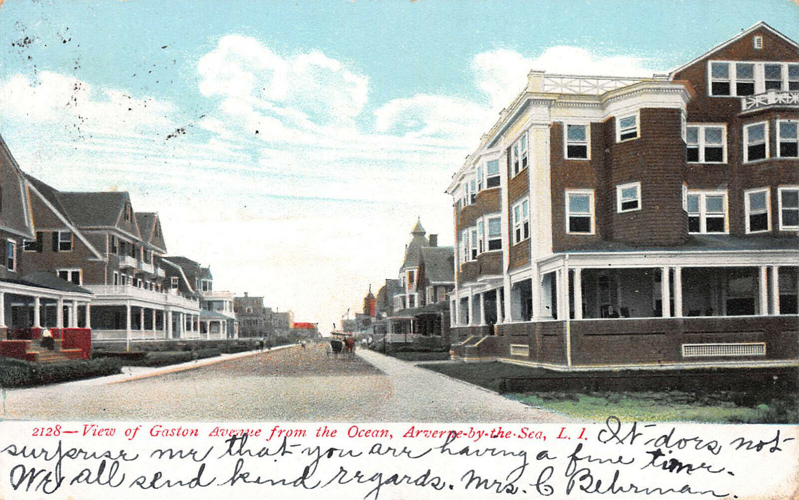 View of Gaston Ave., Averne-By-The-Sea, Queens, N.Y., 1909  Postcard, Used 