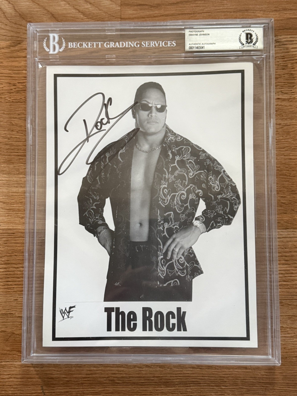 The Rock WWF Beckett Authentic Encapsulated 8x11 Signed Photo Autograph wwe Rare