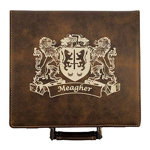 Meagher Irish Coat of Arms Leather Poker Set
