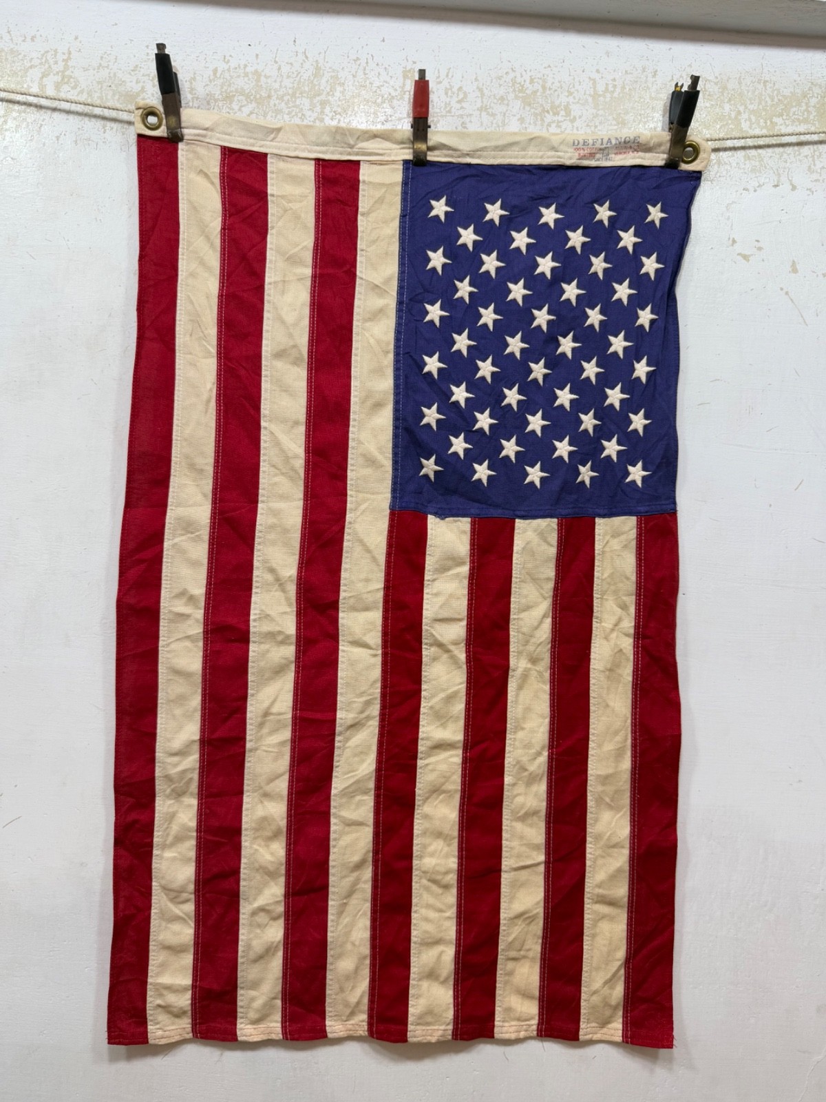 Vintage Beautiful American Stars Defiance Fabric Cotton Flag 86x54 Cm