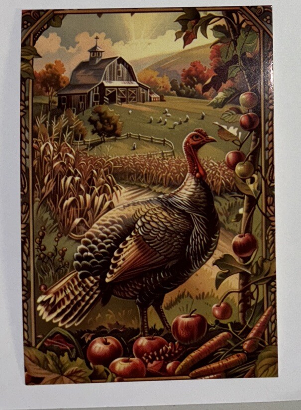 Thanksgiving Glossy Unused Postcard Greeting Card 4 x 6” Fall Wall Decor