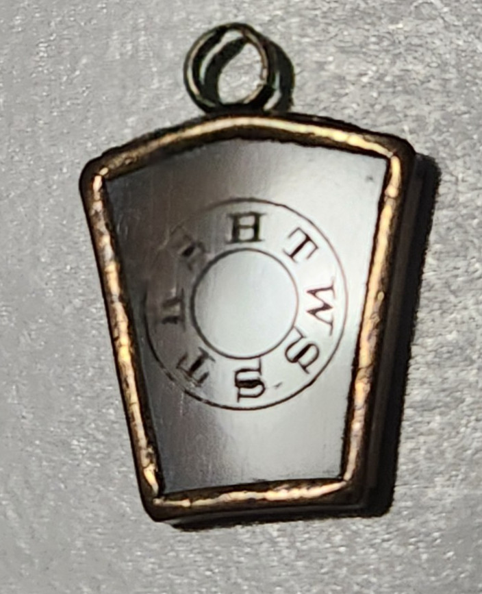 ANTIQUE FREEMASON KEYSTONE HTWSSTKS MASONIC TEMPLE ROYAL ARCH PENDANT FOB CHARM 