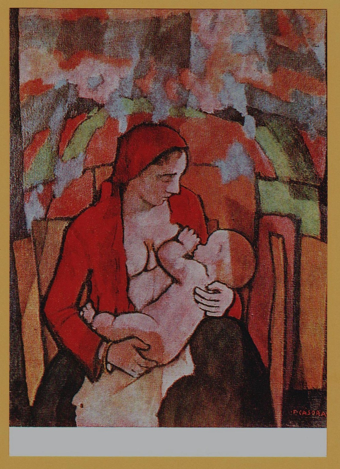 1967 Mother Nursing Baby Madonna Breastfeeding Maternity Art Vintage Postcard