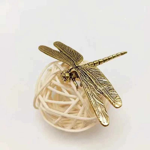NEW Mini Brass Dragonfly Figurine Statue Home Decor Tabletop Ornament Gift 5x7cm