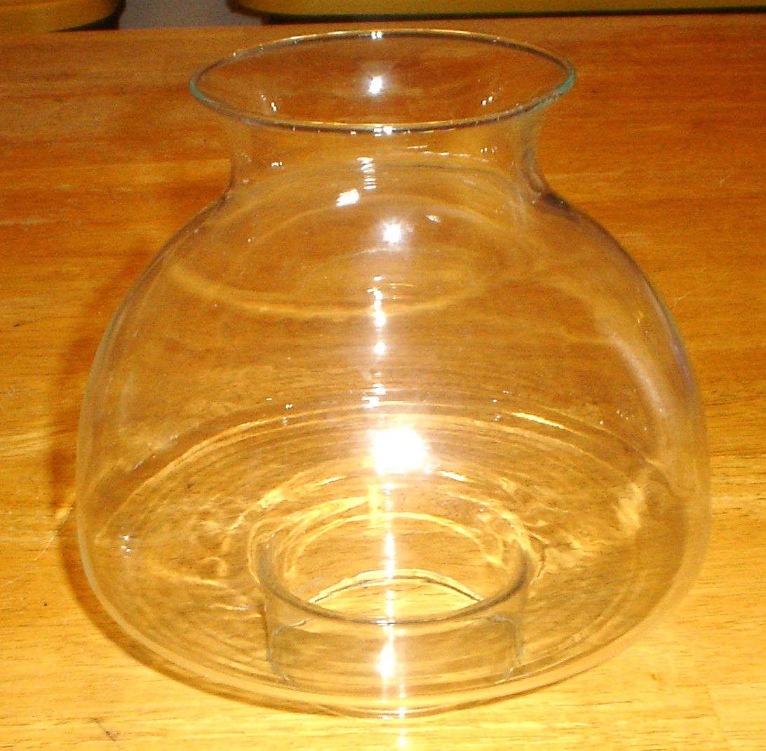 Vintage Unusual Clear Art Glass Kerosene Oil Lamp Chimney Globe Shade 3\