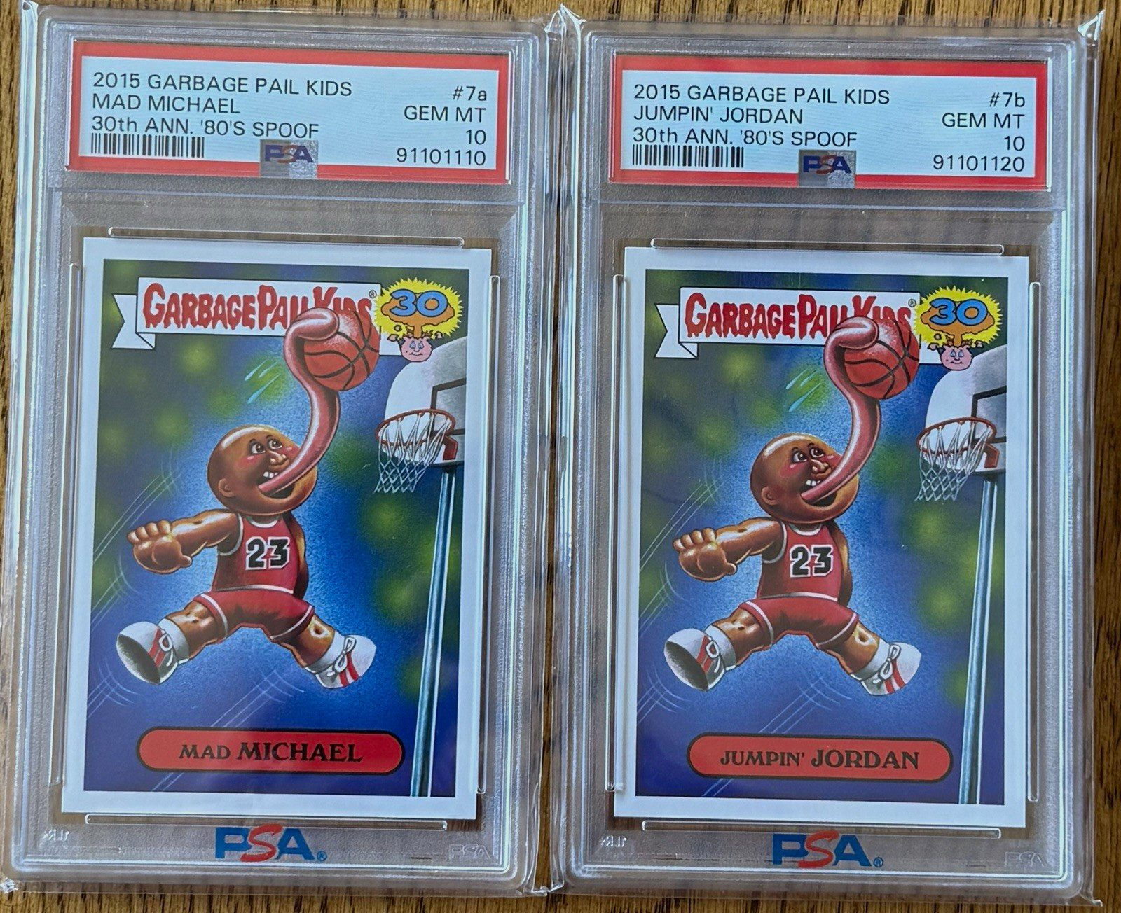 PSA 10 SET- Garbage Pail Kids 30th Anniversary 7a Mad Michael & 7b Jumpin Jordan