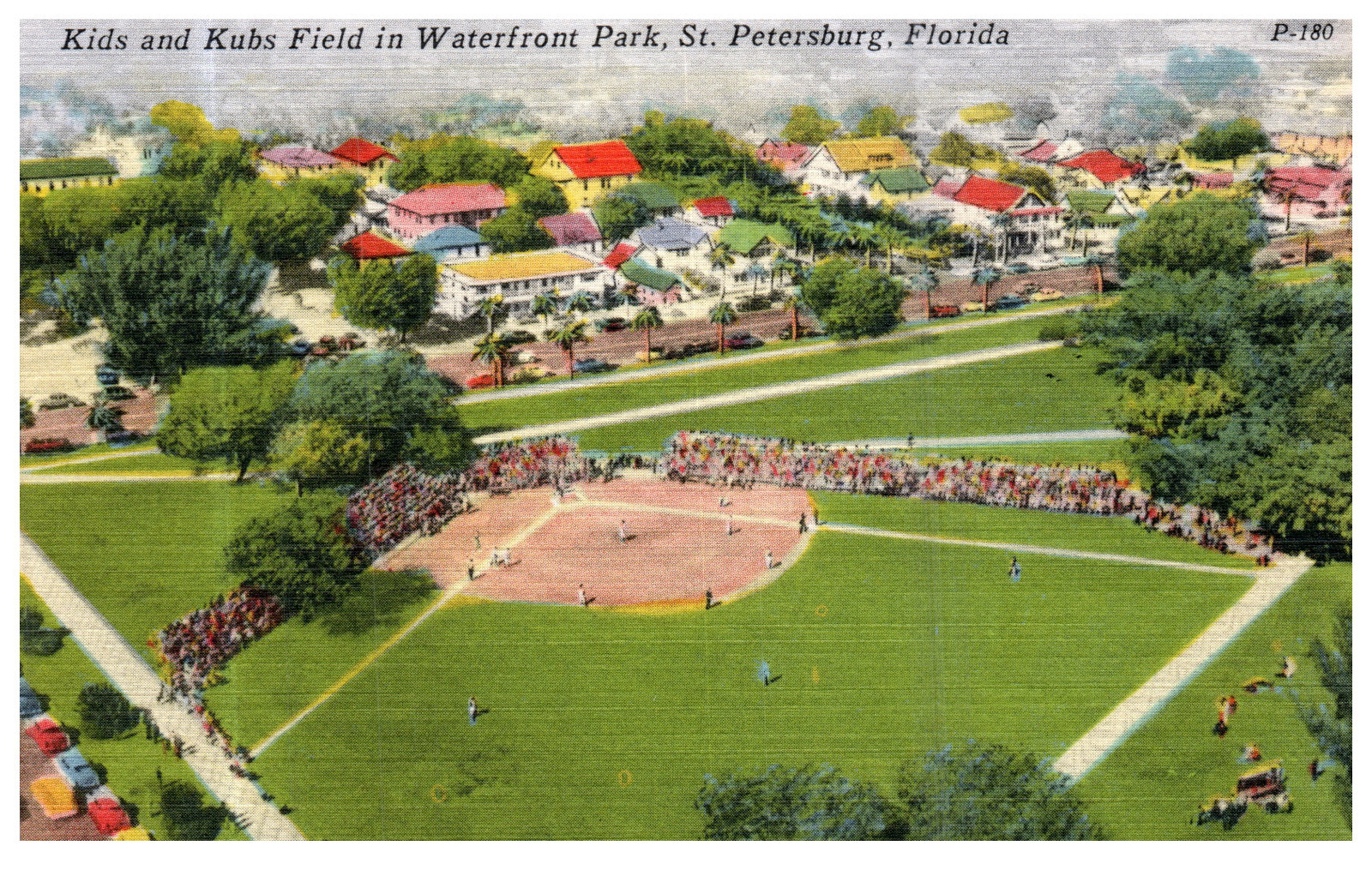 St. Petersburg FL Kids & Kubs Field Baseball c1939 Vintage Linen Postcard