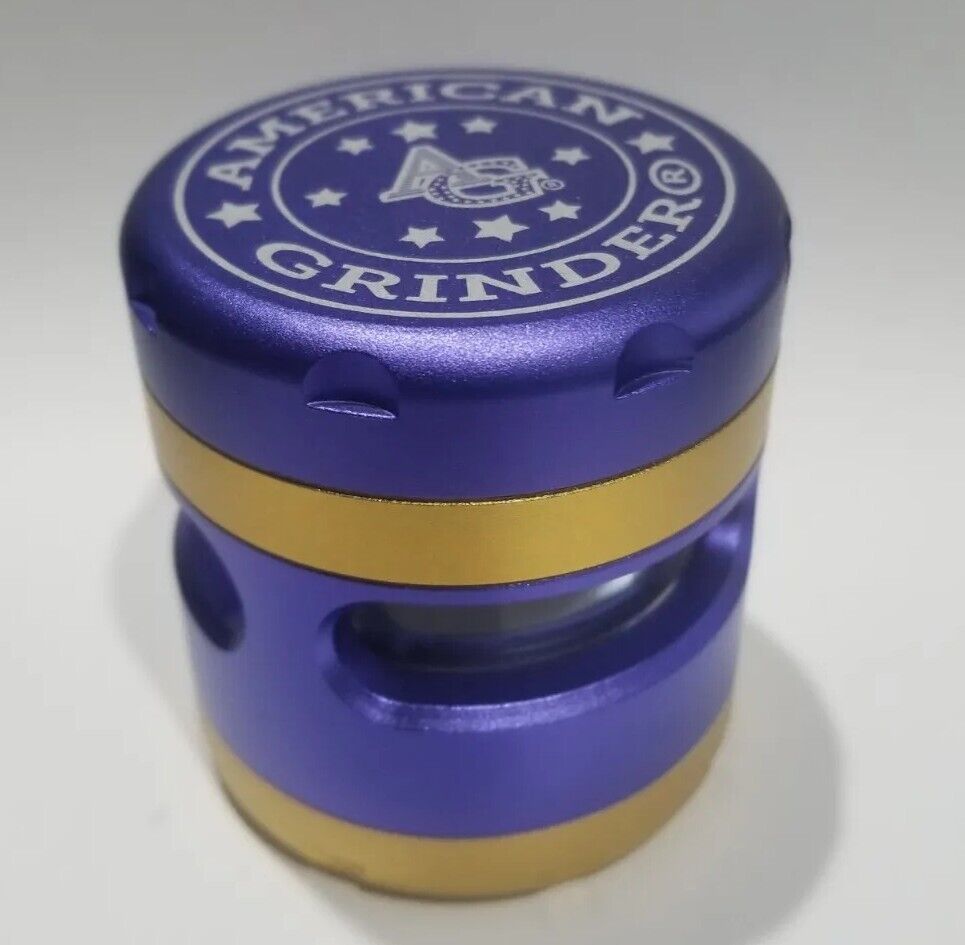 Purple gold 62Mm Patented Americangrinder(r)with windows and A removable screen