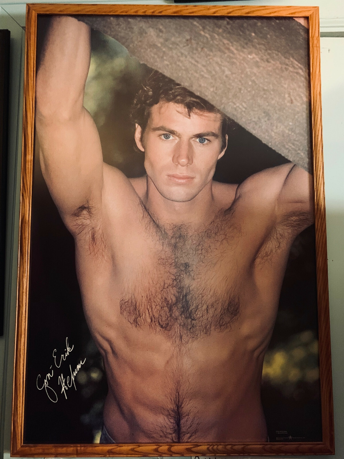 RARE Jon Erik Hexum dry mounted poster of the 1980s, FRAMED 