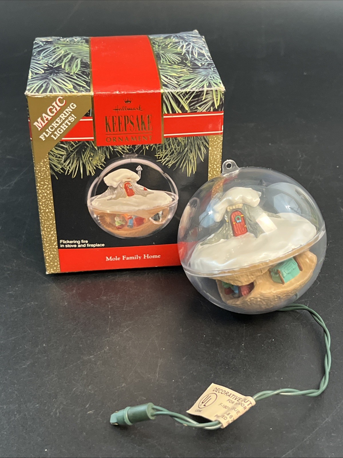 Vtg 1991 Hallmark Keepsake Ornament Mole Family Home Magic Flickering Lights