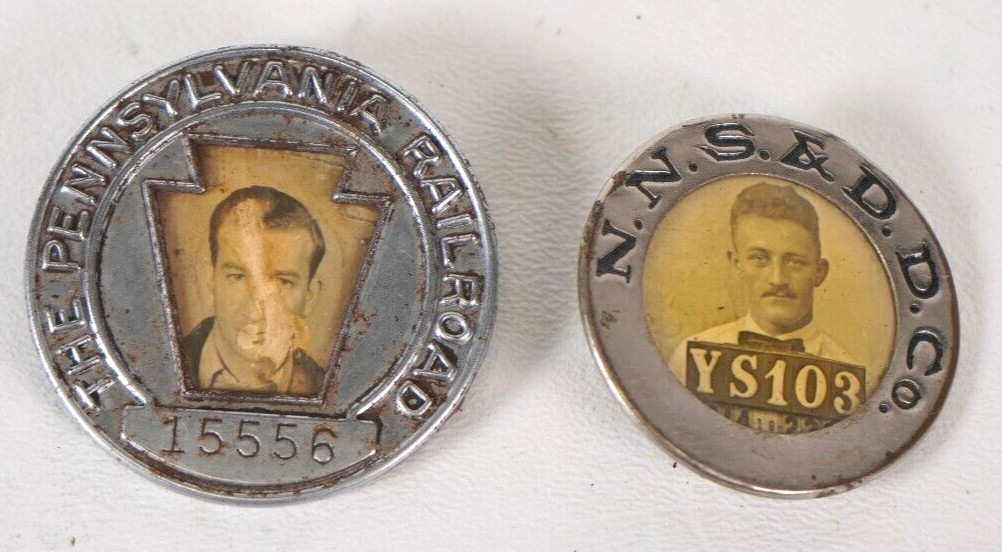 Vintage PRR Pennsylvania Railroad & NNS & DD Co Employee Badges #F20