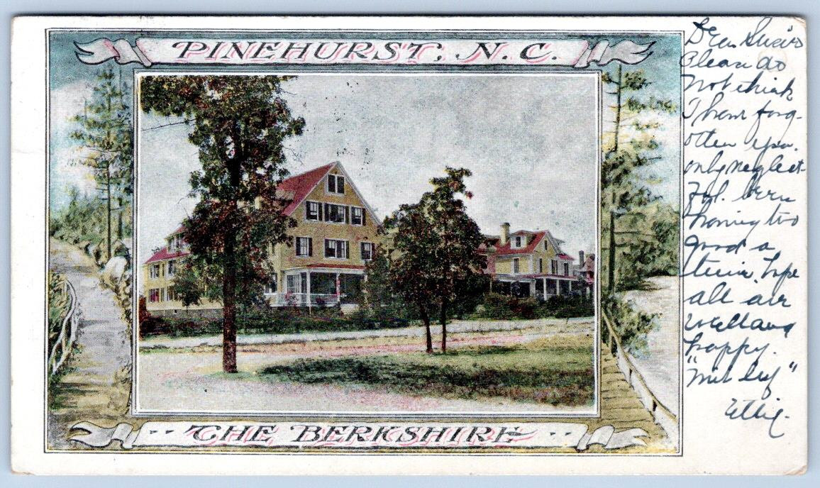 Pre-1907 THE BERKSHIRE HOTEL PINEHURST NORTH CAROLINA NC FANCY BORDER POSTCARD