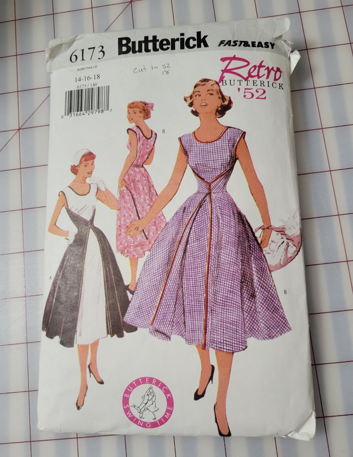 Butterick 6173 Retro Misses Women\'s dress, cut to sz 18, pattern complete 