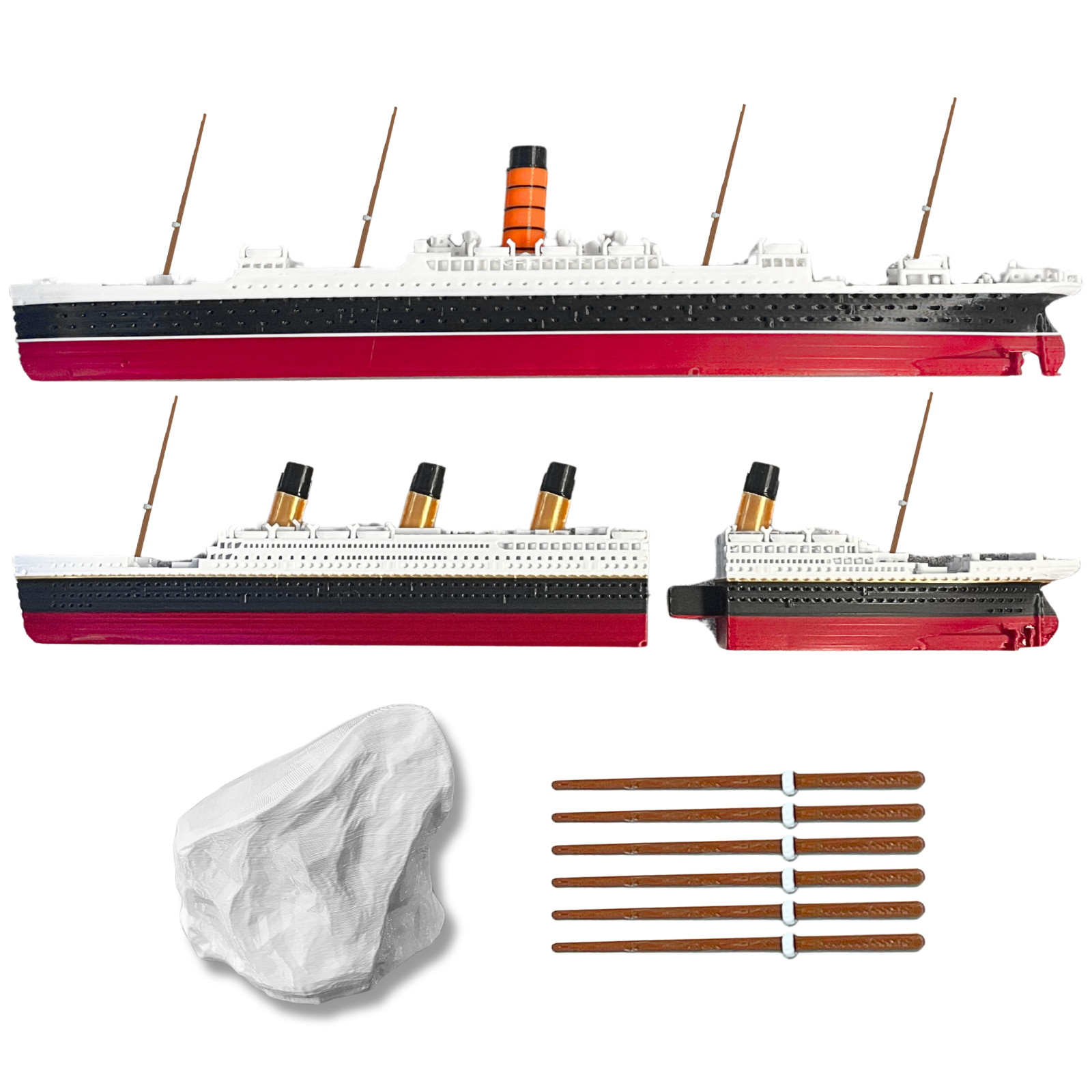 2Pack Split in Half Titanic & RMS Carpathia Model Ship 1 Ft Titanic Toys