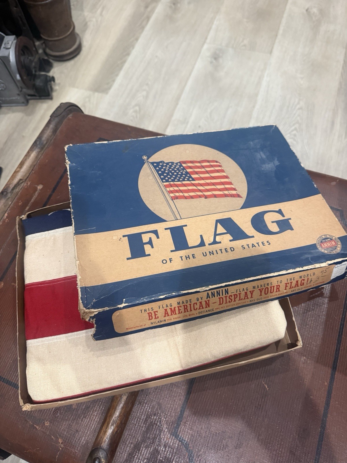 Vintage Annin Defiance 48 Star US Flag 3x5' Cotton Bunting Original Box