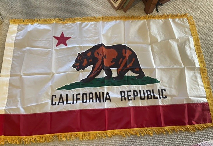 Rare Vintage Paramount Flag Co California Republic Bear Flag w/ Gold Fringe Rare Vintage Paramount Flag Co California Republic Bear Flag w/ Gold Fringe