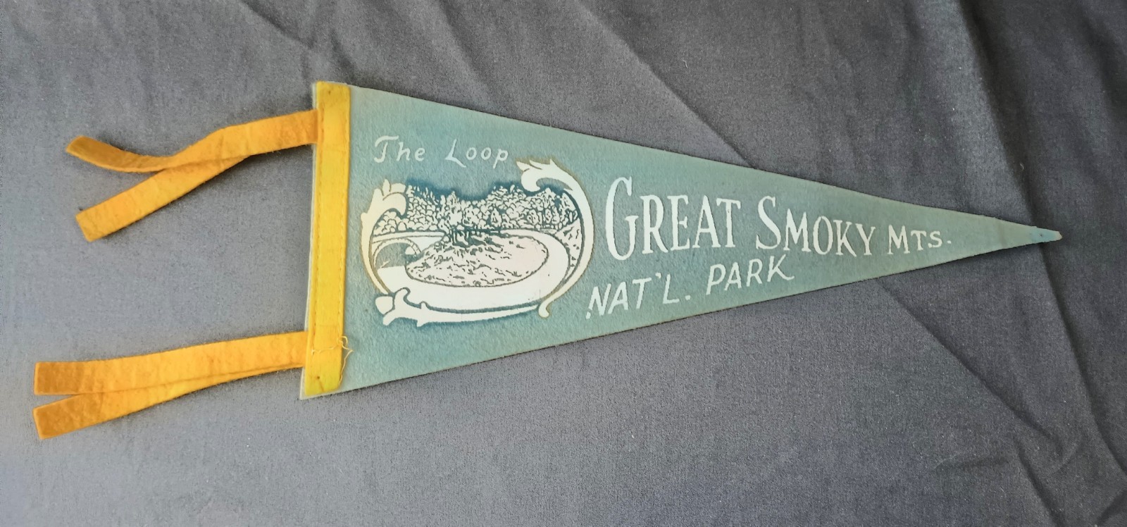 VTG Smoky Mts National Park Mini Felt Pennant The Loop 1940s 1950s Souvenir 12\