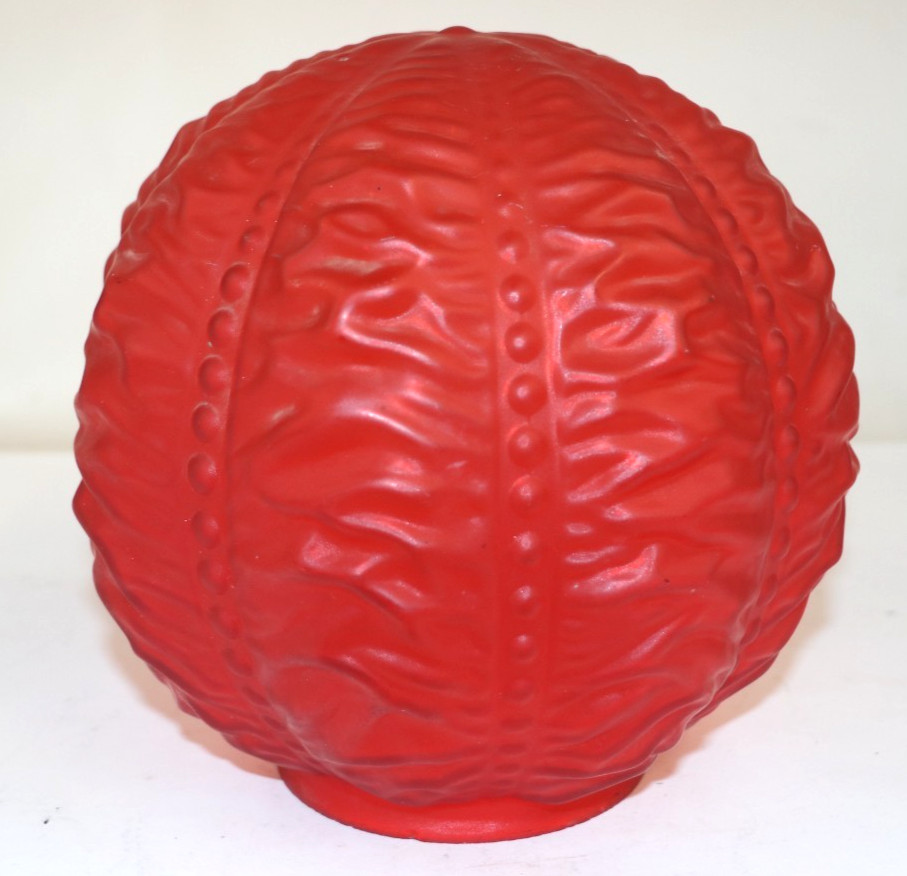 Vintage Red Frosted Satin Glass Globe Lamp Shade MCM