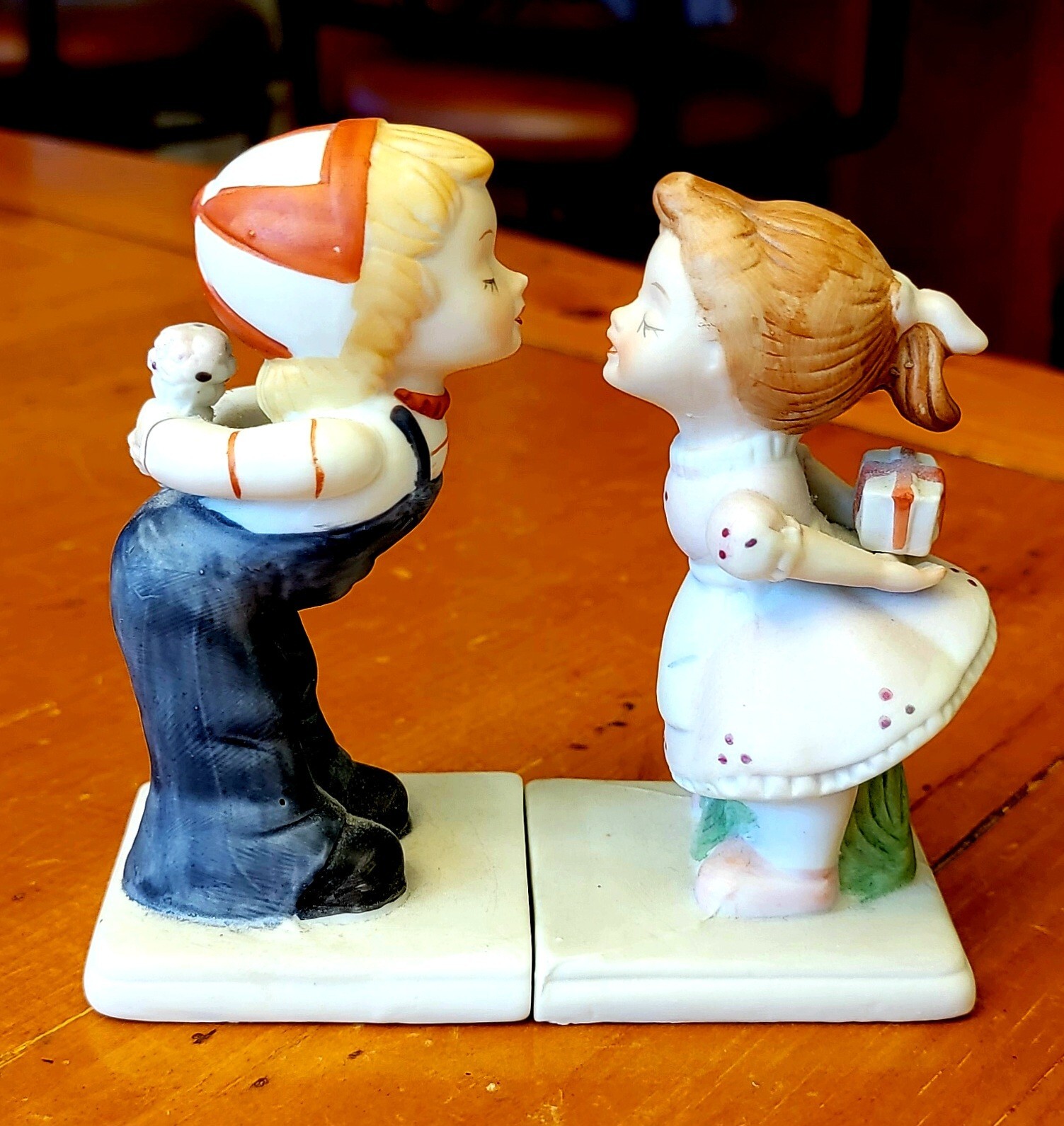 Vintage “Boy & Girl Kissing” Porcelain Bisque Figurines