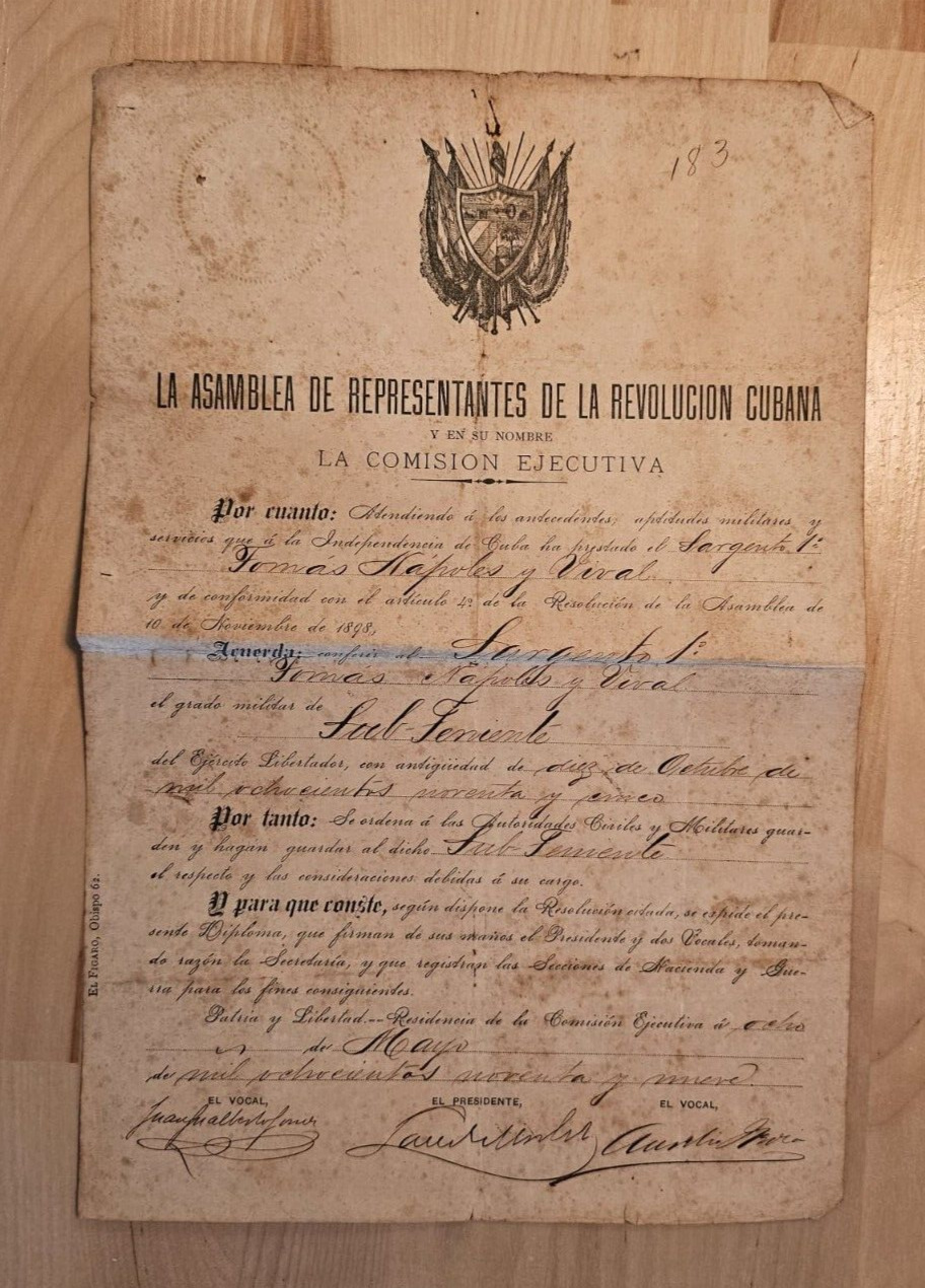 Juan Gualberto Gomez Lacret Morlot Signed Spam Am War Document AUTOGRAPHED 1898