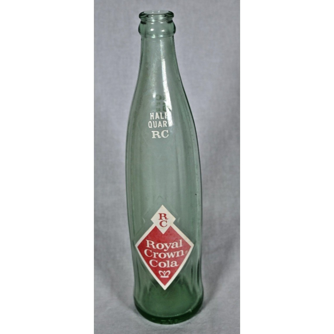 Vintage RC Royal Crown Cola Soda Pop Bottle Half Quart 16 oz Ribbed Green