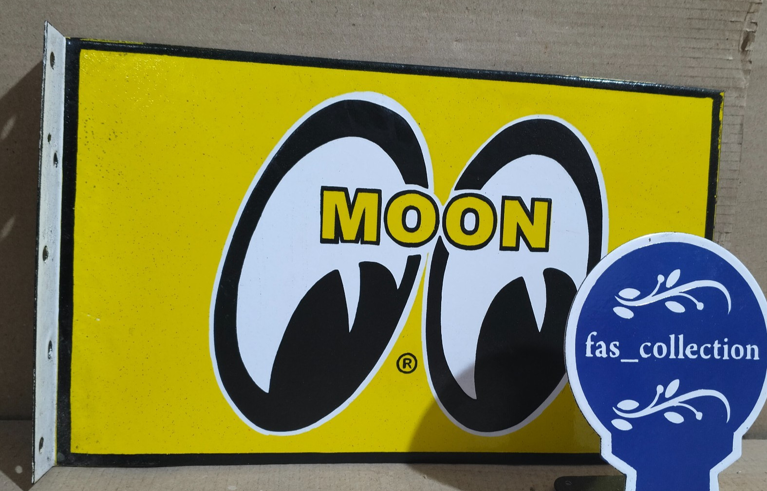 Moon Porcelain Enamel Sign  18 x 10 Inches 2 Sided