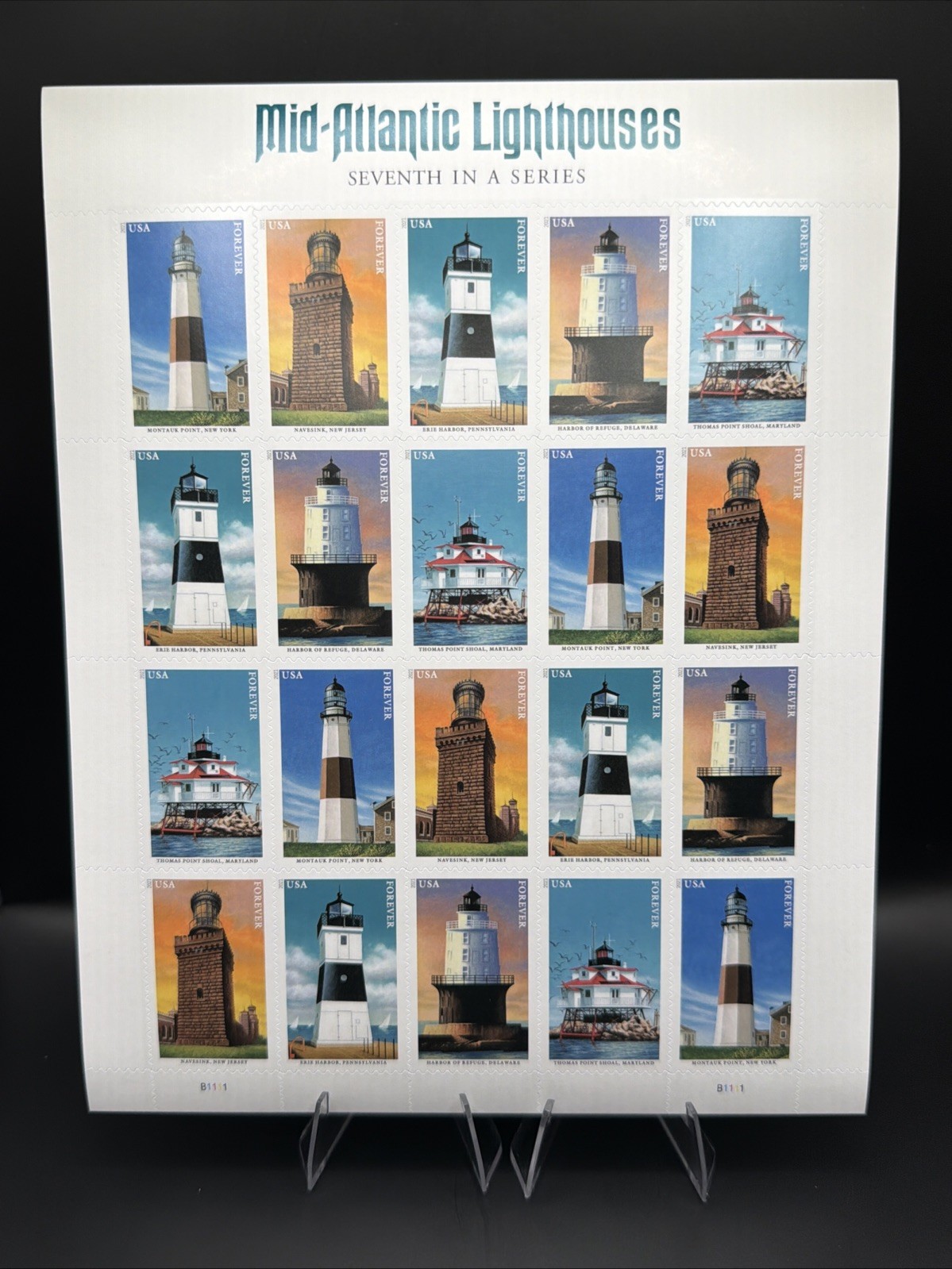 2021 USPS Mid-Atlantic Lighthouses Forever Stamp Sheet of 20 Collectible Stamps