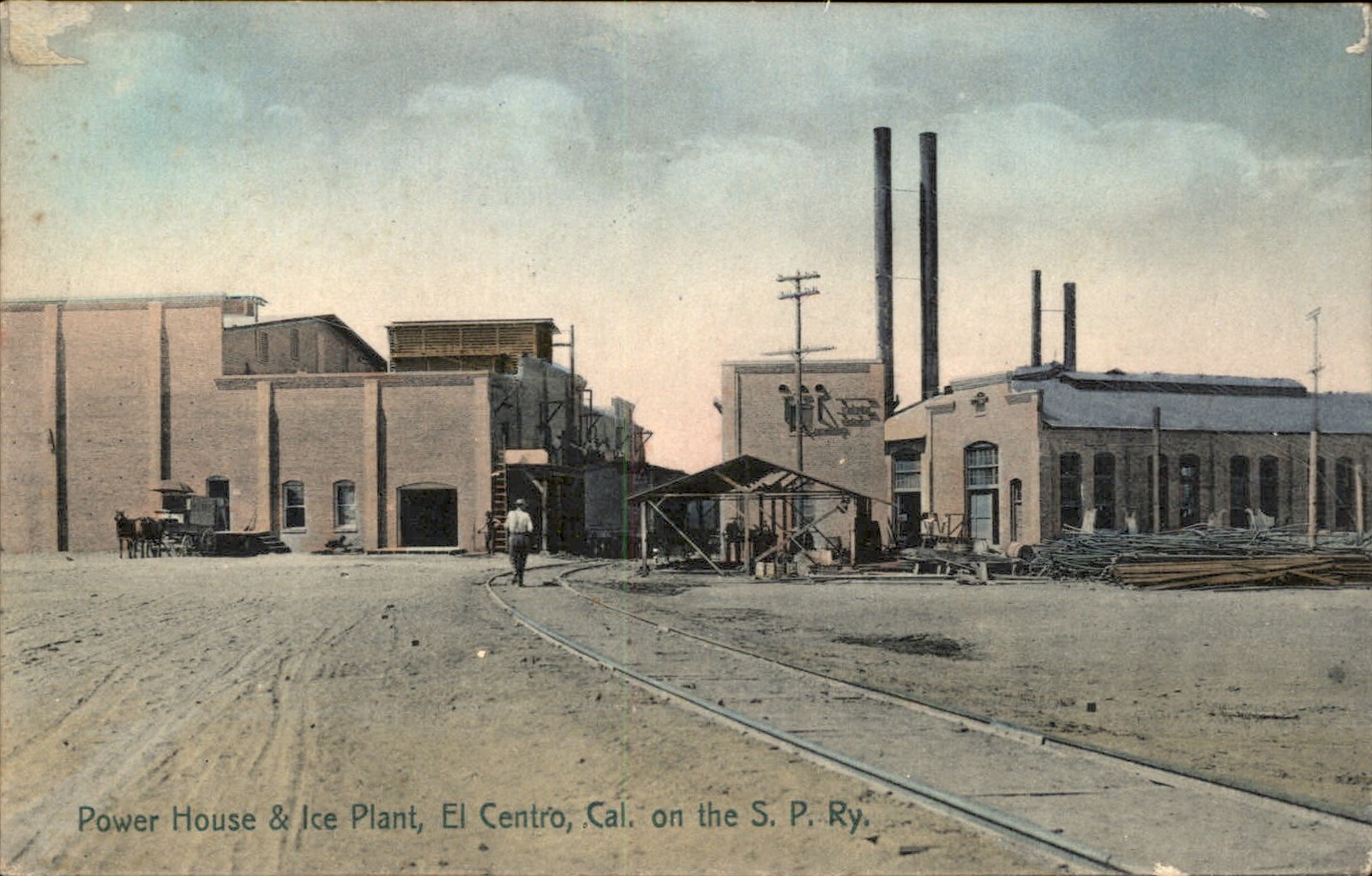 El Centro CA Power House & Ice Plant c1900s-10s Vintage Postcard bhn