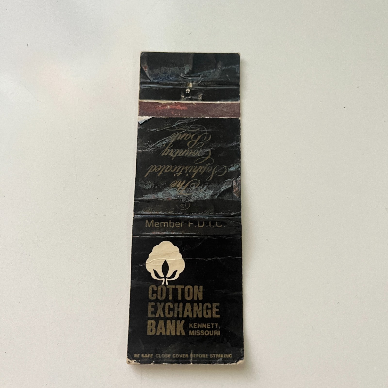 Cotton Exchange Bank Member FDIC Kennett MO Vintage Matchbook Cover TMB82-4