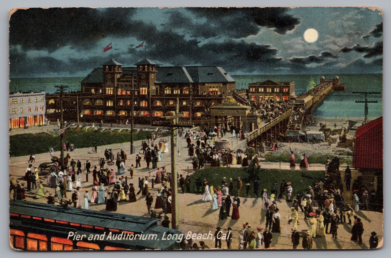 Pier And Auditorium Long Beach CA 1911 Vintage Postcard TS-263