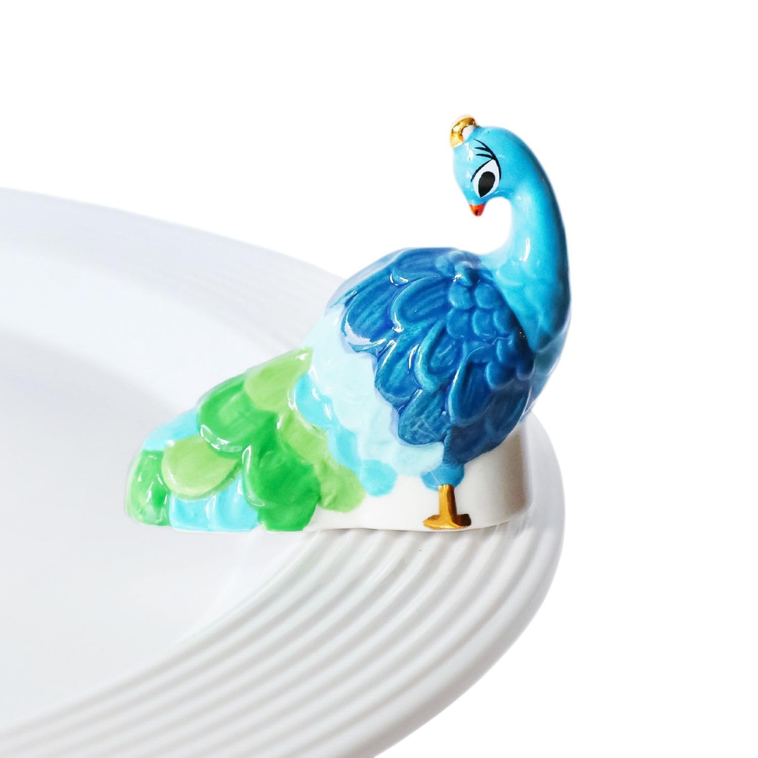 Nora Fleming Hand Painted Ceramic Peacock Figurine Collectible Decor Fancy