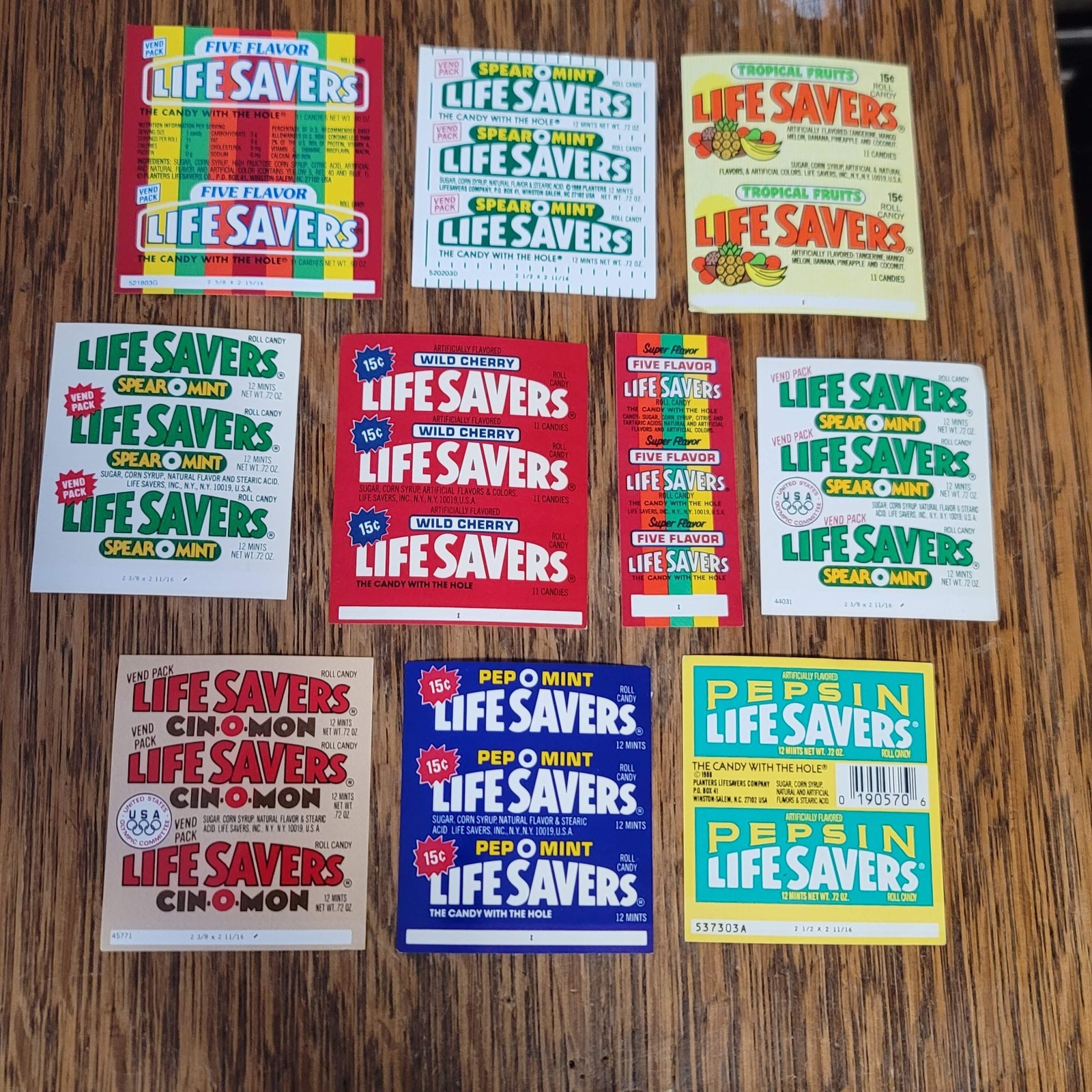 Vintage Life Savers Candy Wrappers New Old Stock Lot of 10 Pepsin