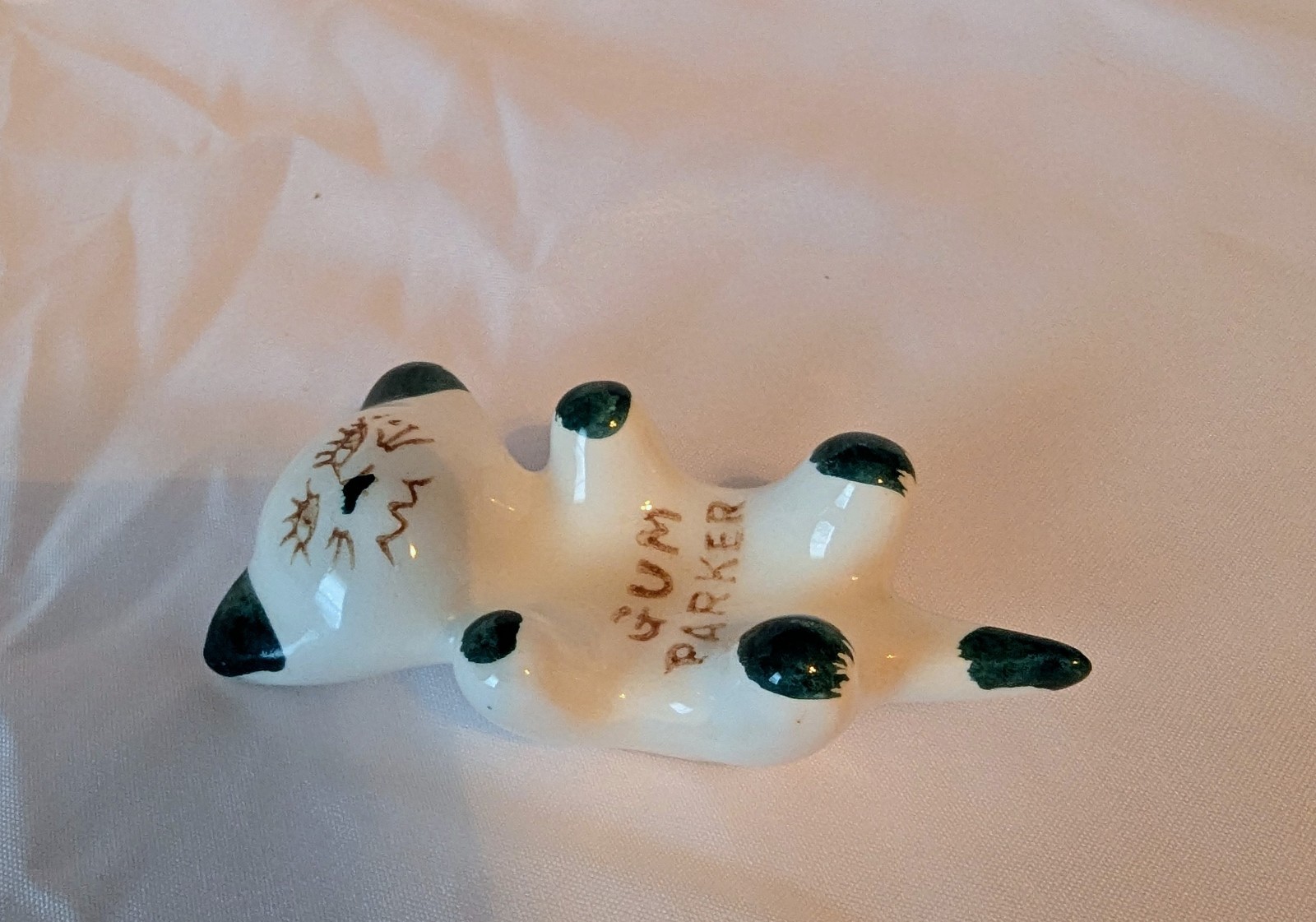 Vintage~Adorable Gum Parker Green Kitty Cat Ceramic Chewing Gum Holder