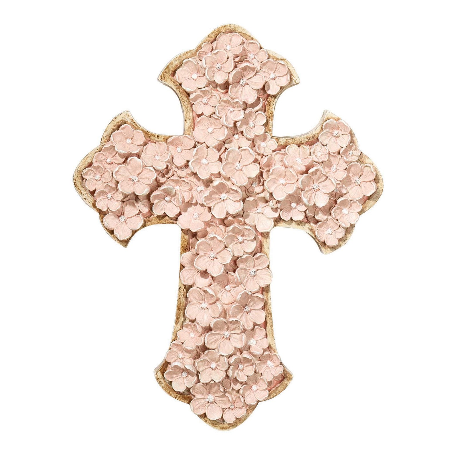 Dicksons Raised Flower Blossom Pastel Coral Pink 12 x 9 Resin Stone Hanging W...