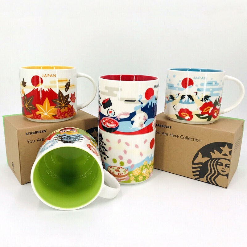 Starbucks YAH Four Seasons Mug Set - 5PCS 14oz Japan Fujiyama City Souvenir