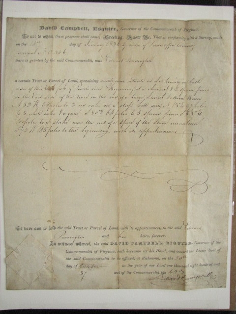 CIVIL WAR VIRGINIA STONE MOUNTAIN  GAP  COMMISSION SGD BY GOVERNOR 1836