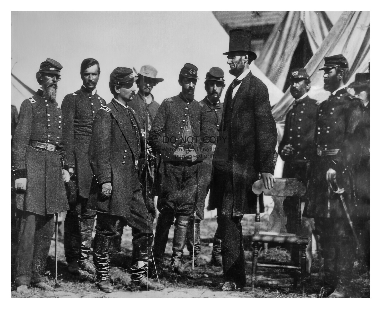 PRESIDENT ABRAHAM LINCOLN WITH HIS GENERALS CIVIL WAR 8X10 B&W PHOTO PRESIDENT ABRAHAM LINCOLN WITH HIS GENERALS CIVIL WAR 8X10 B&W PHOTO