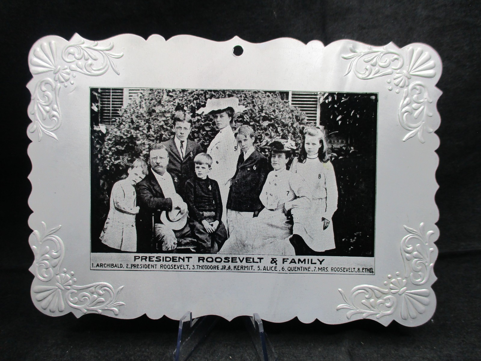 1903 President Teddy Roosevelt & Family Souvenir Portrait on Aluminum Plaque
