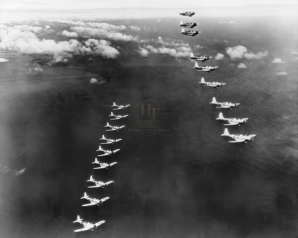 Dive-Bomber Aircraft Flying in Formation WWII 8x10 Glossy Photo Print HT41362121