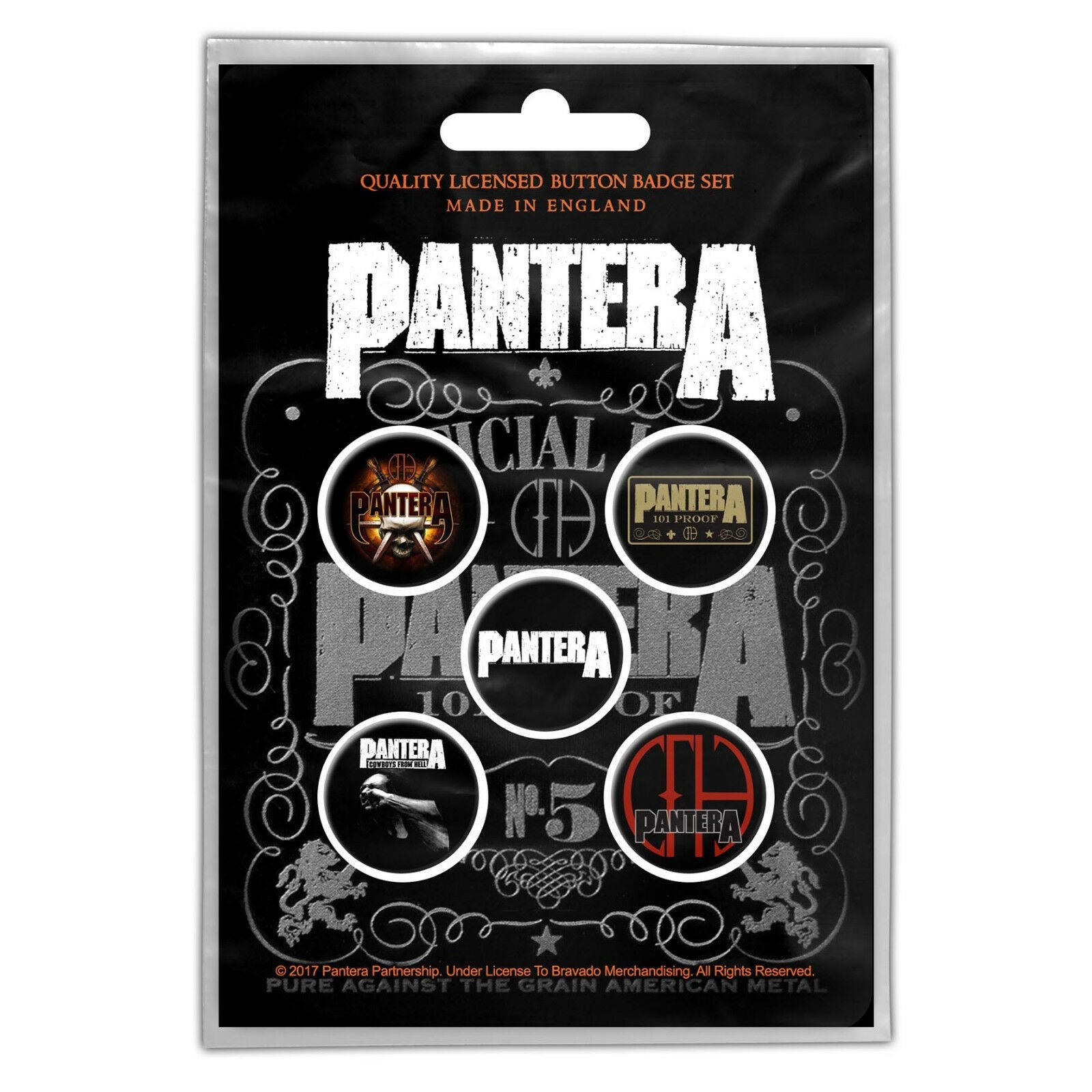 Pantera 101 Proof Button Set - Pack of 5 Music Band - OFFICIAL 035