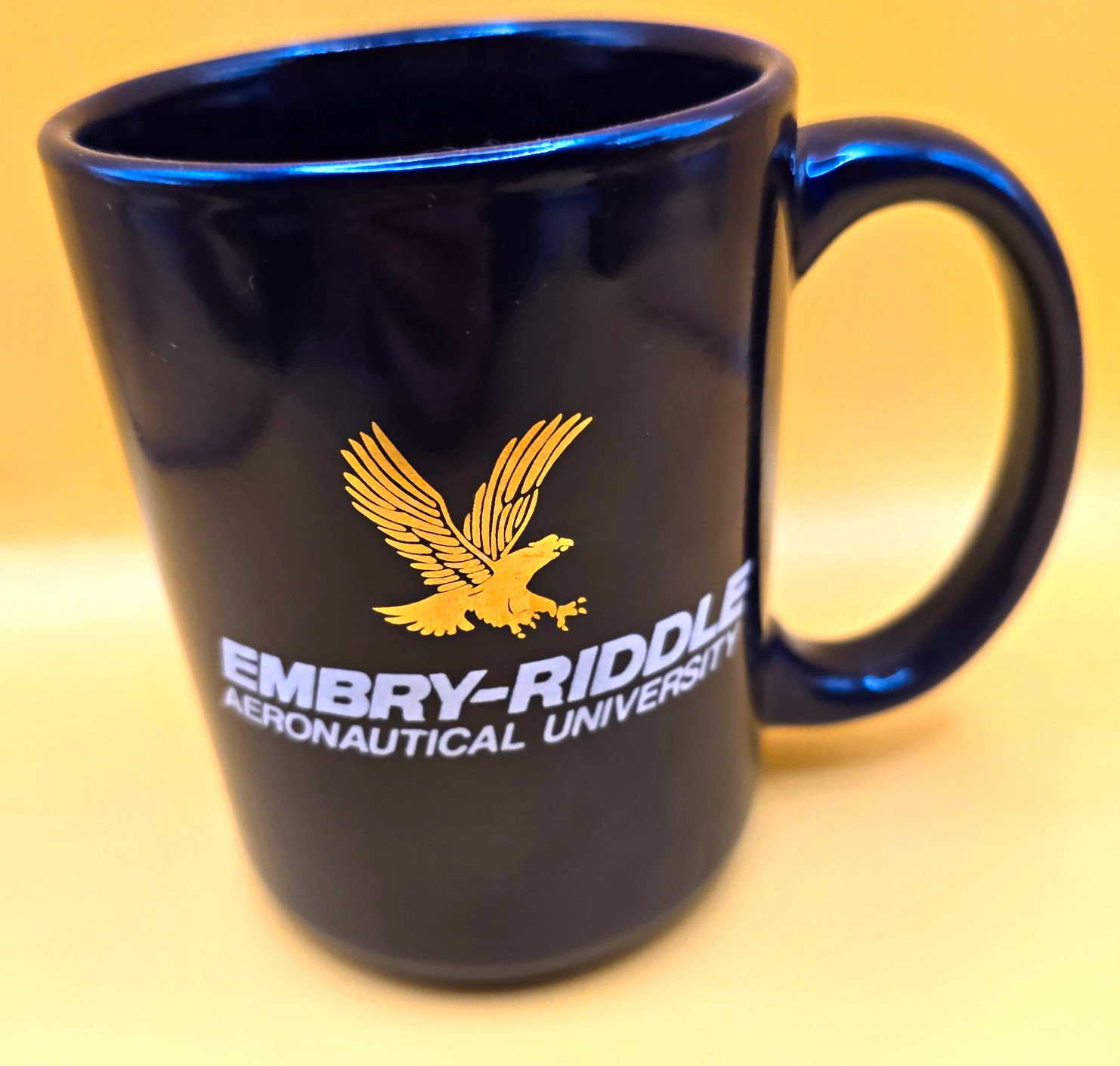 Embry Riddle Aeronautical University Coffee Mug Blue Gold Logo Ceramic