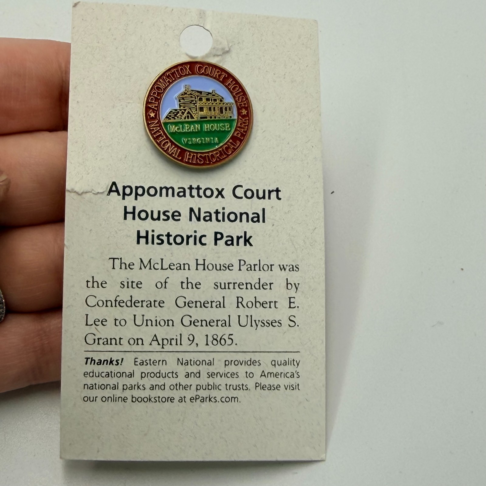 Appomattox Court National Historical Park Lapel Pin McLean House Virginia Vtg Appomattox Court National Historical Park Lapel Pin McLean House Virginia Vtg