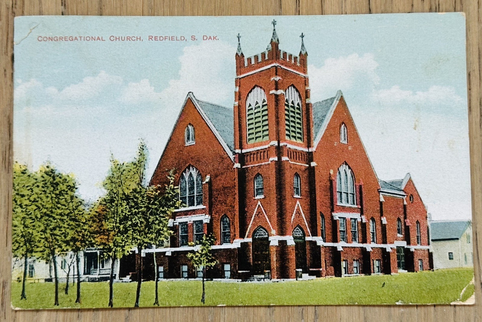 Congregational Church Redfield SD Postcard VTG 1915 RPO Posted Litho Packard