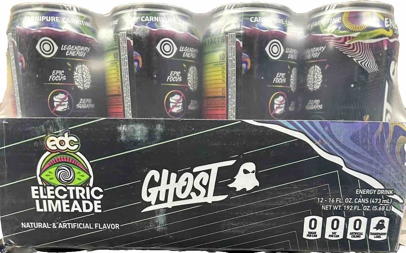 GHOST Electric Limeade Energy Drink EDC 2024 Sealed 12-Pk Cans Glow-In-The-Dark