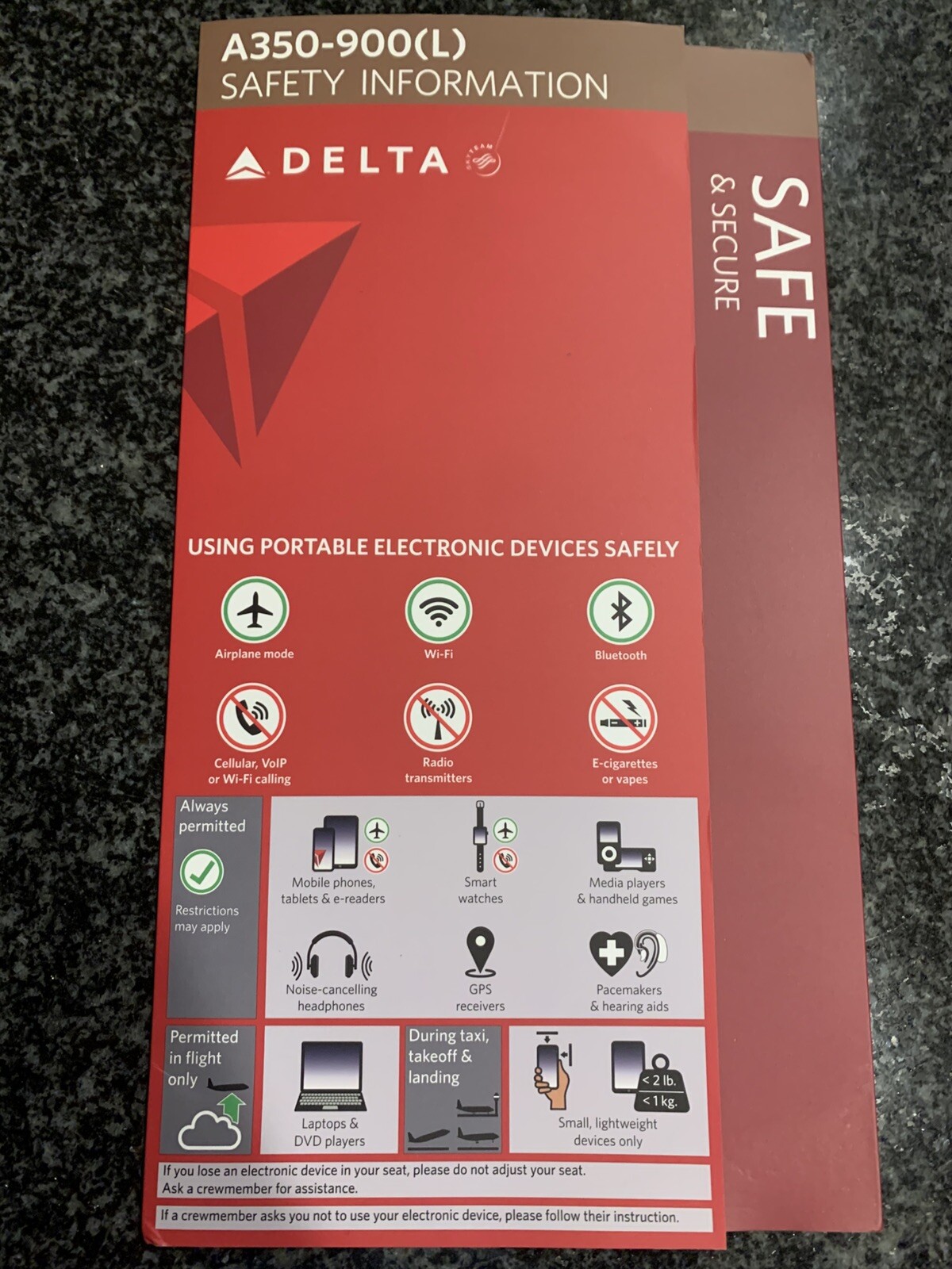 DELTA AIR LINES AIRBUS A350-900(L) SAFETY CARD 1/2022 Old LATAM A350s RARE DELTA AIR LINES AIRBUS A350-900(L) SAFETY CARD 1/2022 Old LATAM A350s RARE