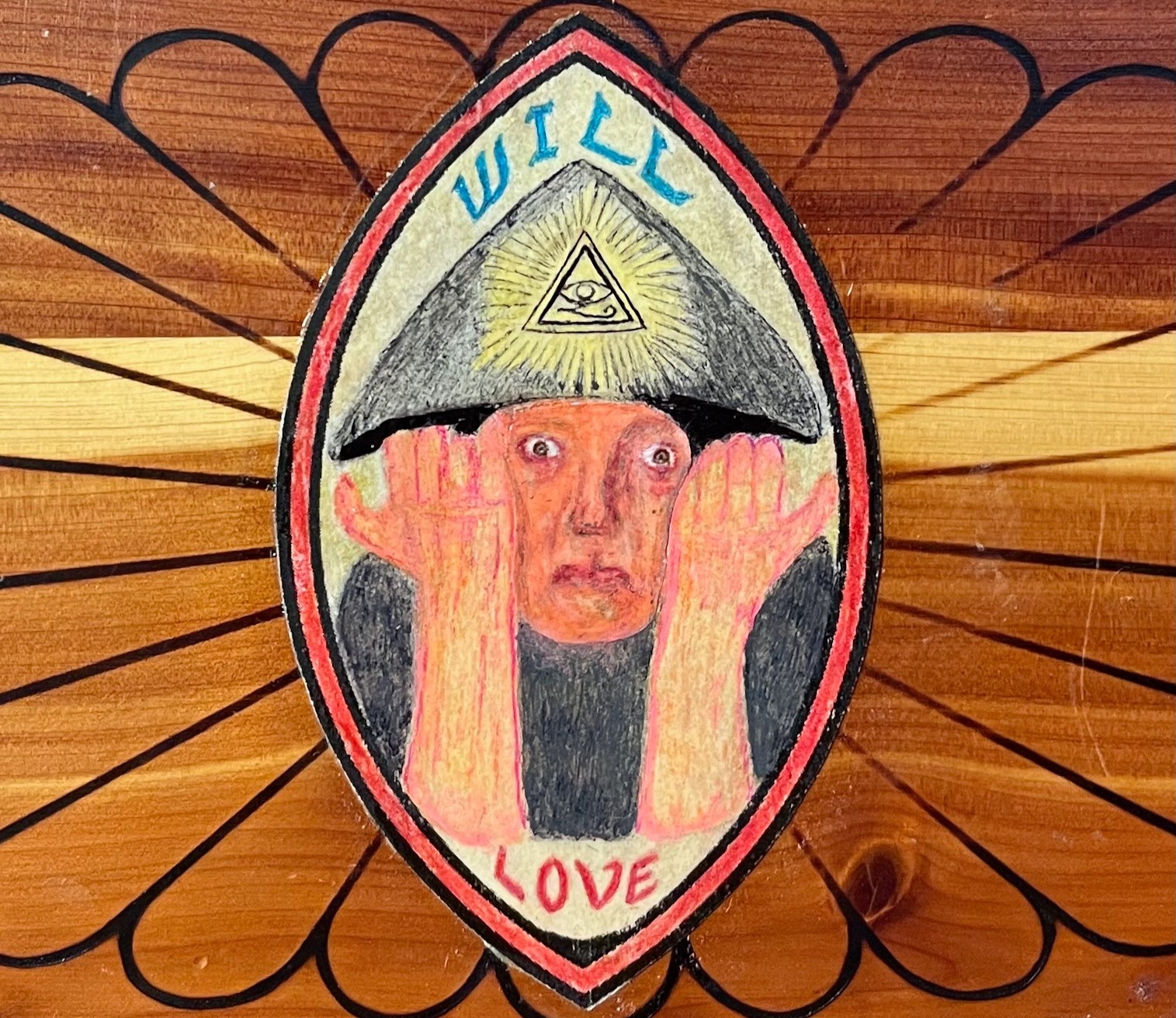 HOMAGE TO ALEISTER CROWLEY MODIFIED ANTIQUE ART NOUVEAU BOX * SEX MAGICK OCCULT