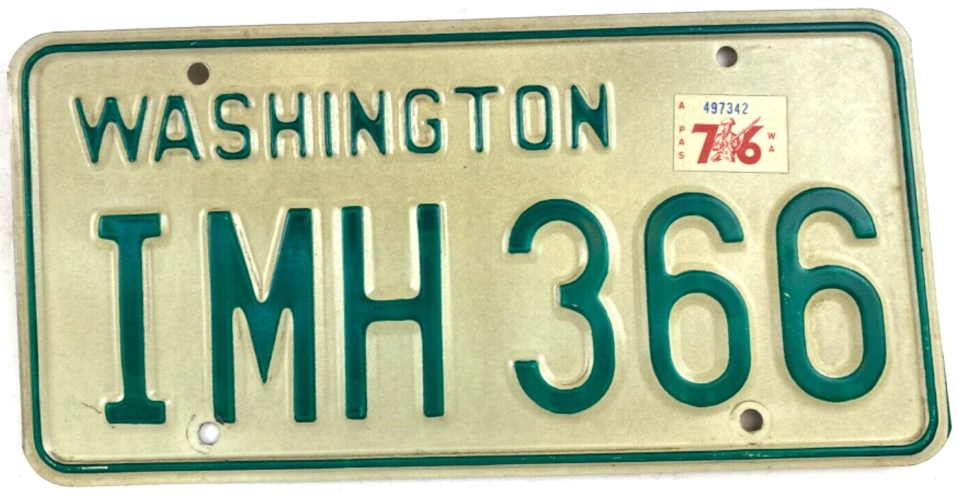 Vintage Washington 1976 Auto License Plate Man Cave IMH 366 Decor Collector