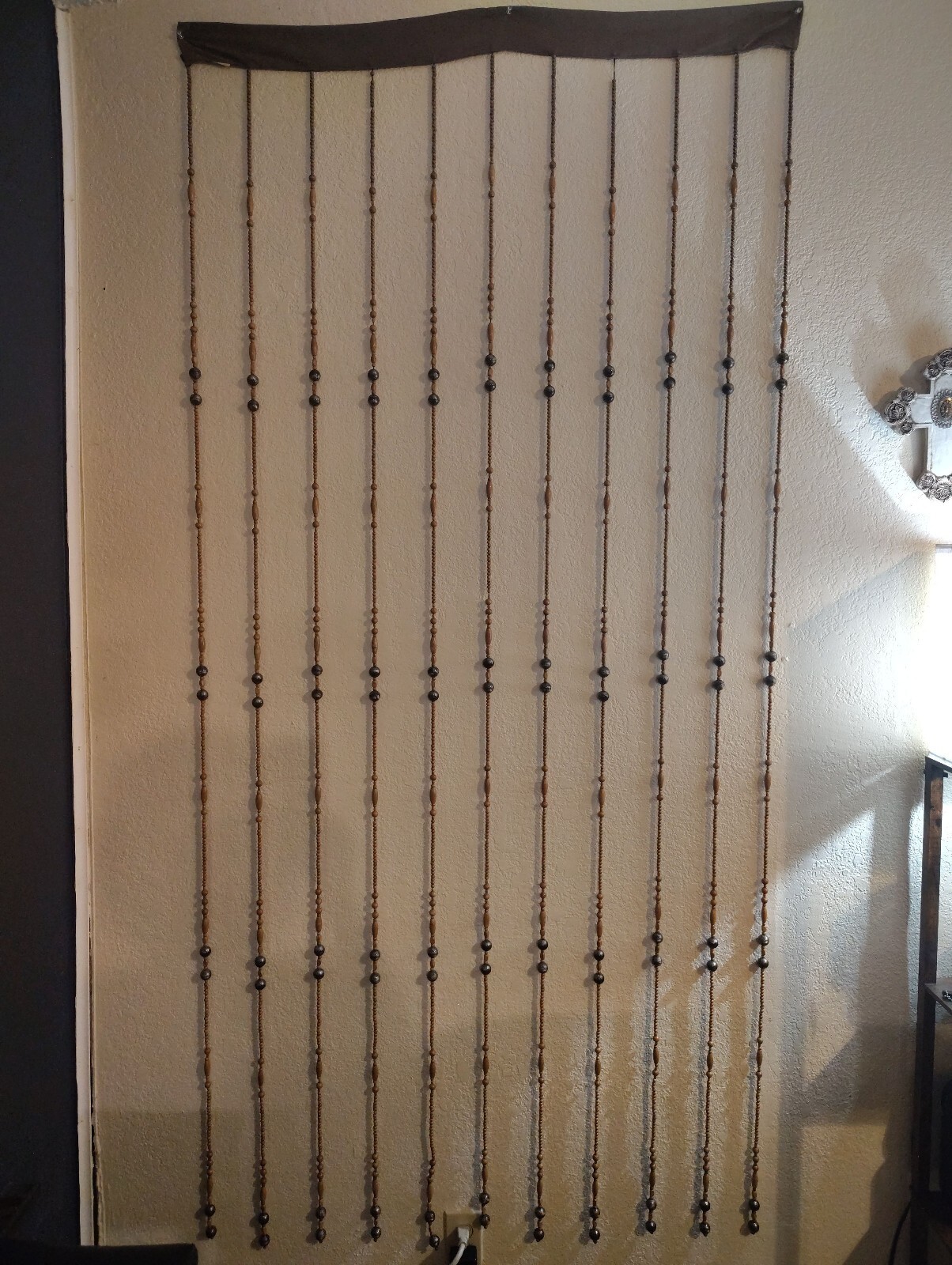 VTG 1970s Cloth hanging wooden 11 strand doorway beads